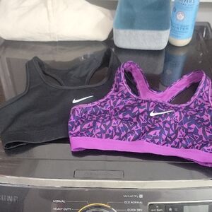 Nike Black and Purple Sports Bras - EUC